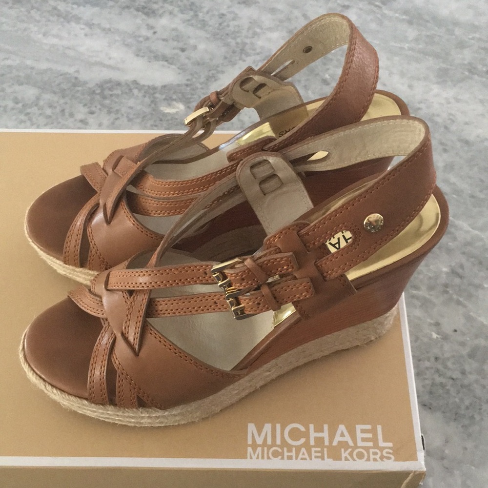 Michael Kors "Kelli" Leather Wedges